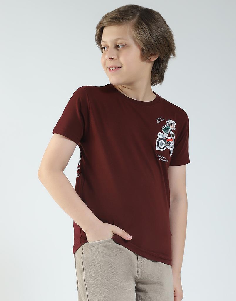 MONTE CARLO Boy's Regular Fit Printed Half Sleeve T-Shirt