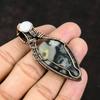 Кулон из яшмы Пикассо, обернутый медной проволокой, Драгоценный камень, Медный кулон, Кулон ручной работы, Украшения из радужного лунного камня, Подарок для мамы, Подарок для нее