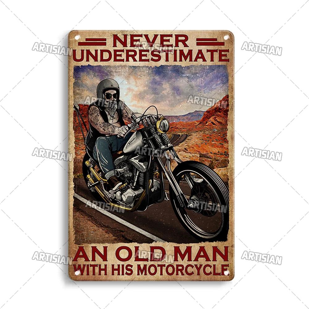 ARTISIAN Vintage Motorcycle Metal Tin Sign Decorative Plate Wall Art Metal Poster Bar Home Metal Plaque Studio Industrial Decor