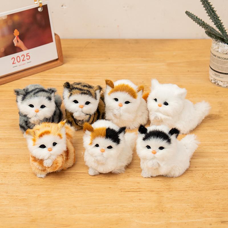 Плюшевая игрушка кошка для детей Детский подарок с мягким искусственным мехом и реалистичным дизайном