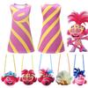 Trolls Poppy Cosplay Costume For Girls With Comfortable Soft Fabric And Vibrant Pink Color