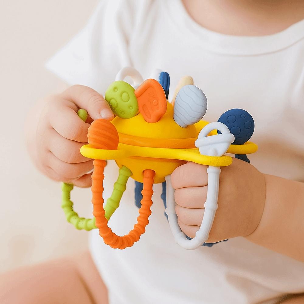 Sensory Development Silicone Pull String Toy Grab Ball InfantilChewable Teethers Toys Boy Children
