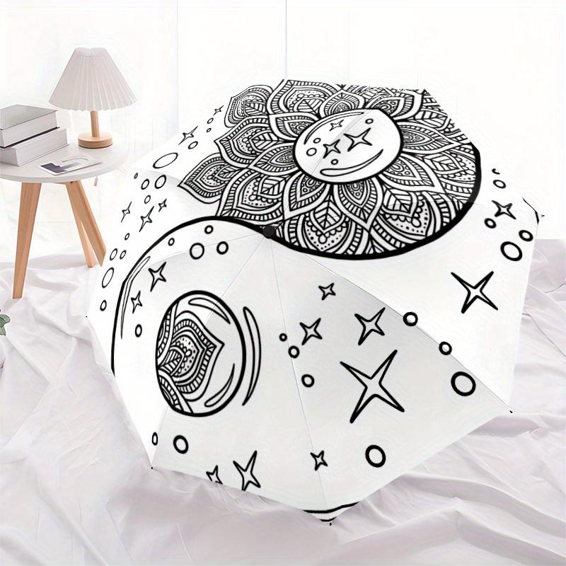 1pc Yin Yang Symbol Automatic Open/Close Umbrella, Umbrella with cartoon Design, Portable Compact Umbrella for Men & Women, Good Holiday Gif