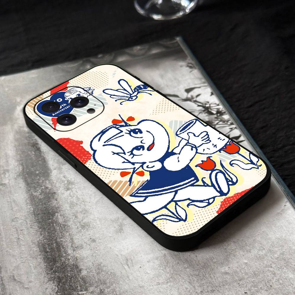 Fujiya Milky Peko-Chan Чехол для телефона Черный Силикон Мягкий Корпус Для IPhone 17 16 15 14 13 12 11 Air Pro Max Plus Горячая Распродажа