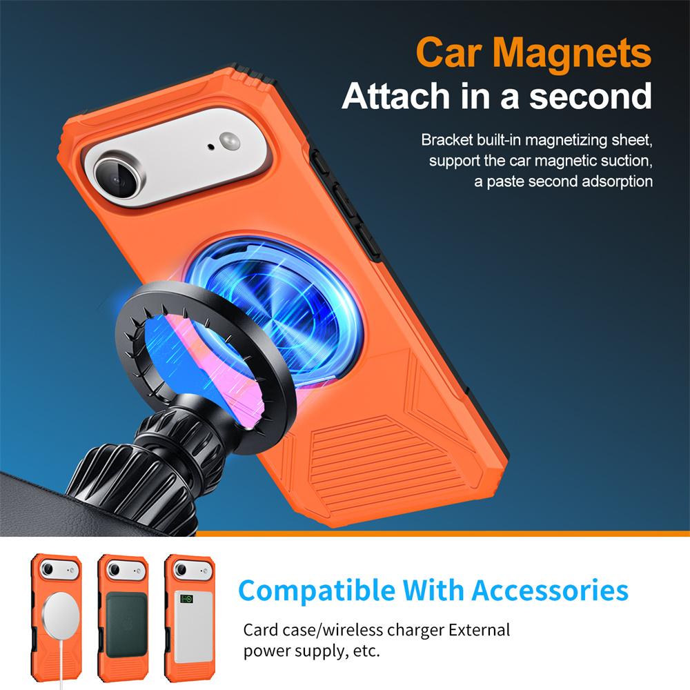 Dual Layer Armor Magnetic Folding Stand Phone Case For iPhone 16 17 Pro Max Air 15 14 13 12 Non-slip Protector Back Cover