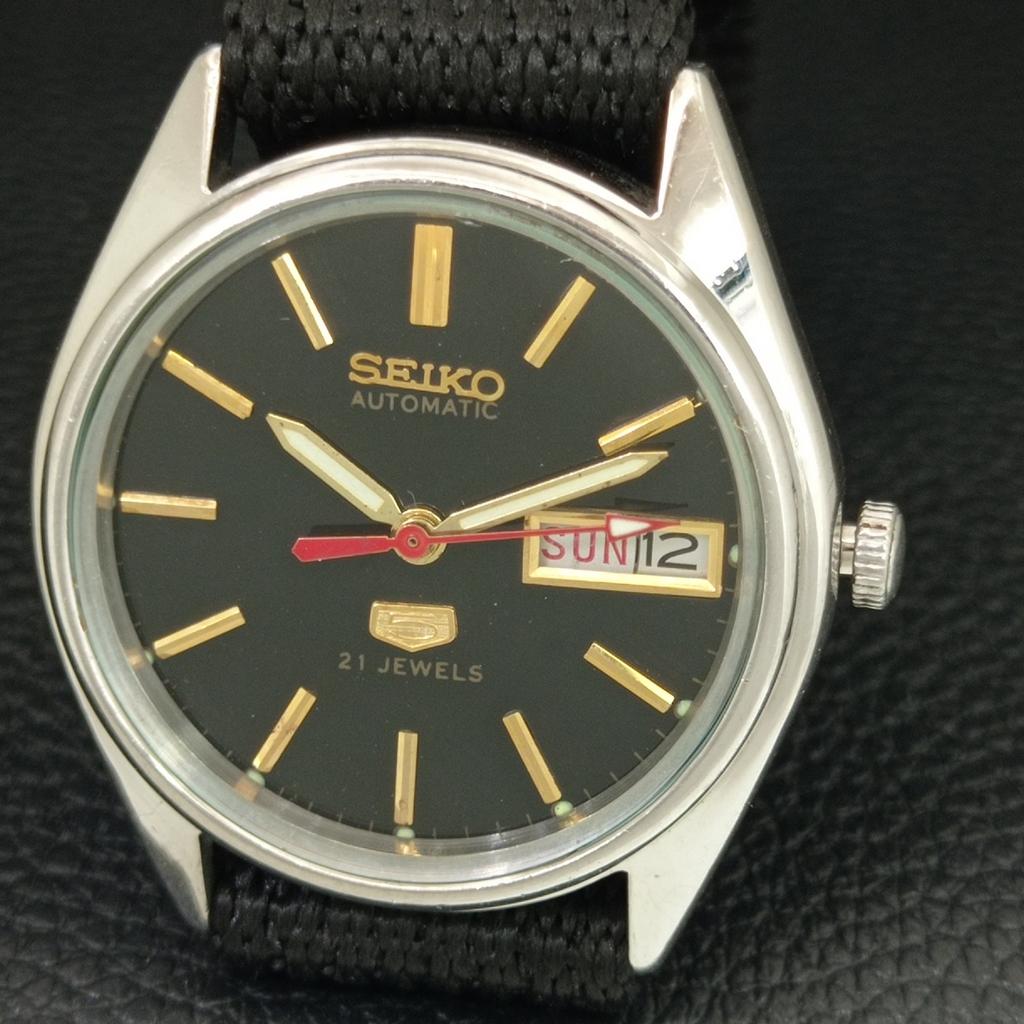 ВИНТАЖНЫЕ АВТОМАТИЧЕСКИЕ ЧАСЫ SEIKO 5 6319A ЯПОНИЯ МУЖСКИЕ ЧЕРНЫЙ ЦВЕТ ЦИФЕРБЛАТ a708367-1