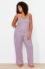 Women's Style Plus Size Lilac Corded Strap Knitted Pajama Set