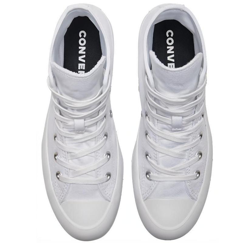 Converse Женские высокие кеды на шнуровке с рифленой подошвой, парусиновые, белые