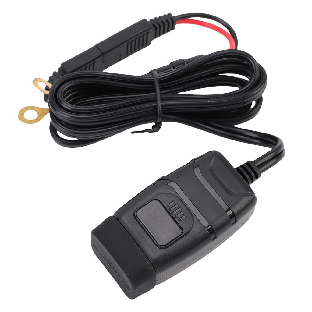 Motorcycle Phone Charger USB Type C Rain Proof Fast Charging Motorcycle Handlebar Charger with Voltmeter and Switch for
