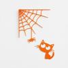 3D Printed Spider Web Cat Wall Decor, Orange Halloween Hanging Ornament, Spooky Cute Spider Cat Figure for Home Party Decoration