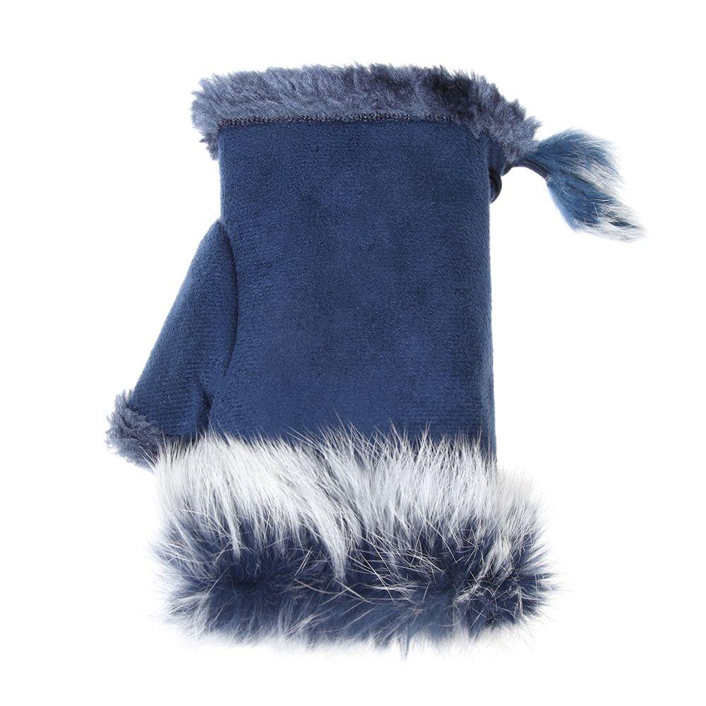 Soft Rabbit Hair Gloves Warm Plush Gloves Winter Fingerless Mittens Women Girls