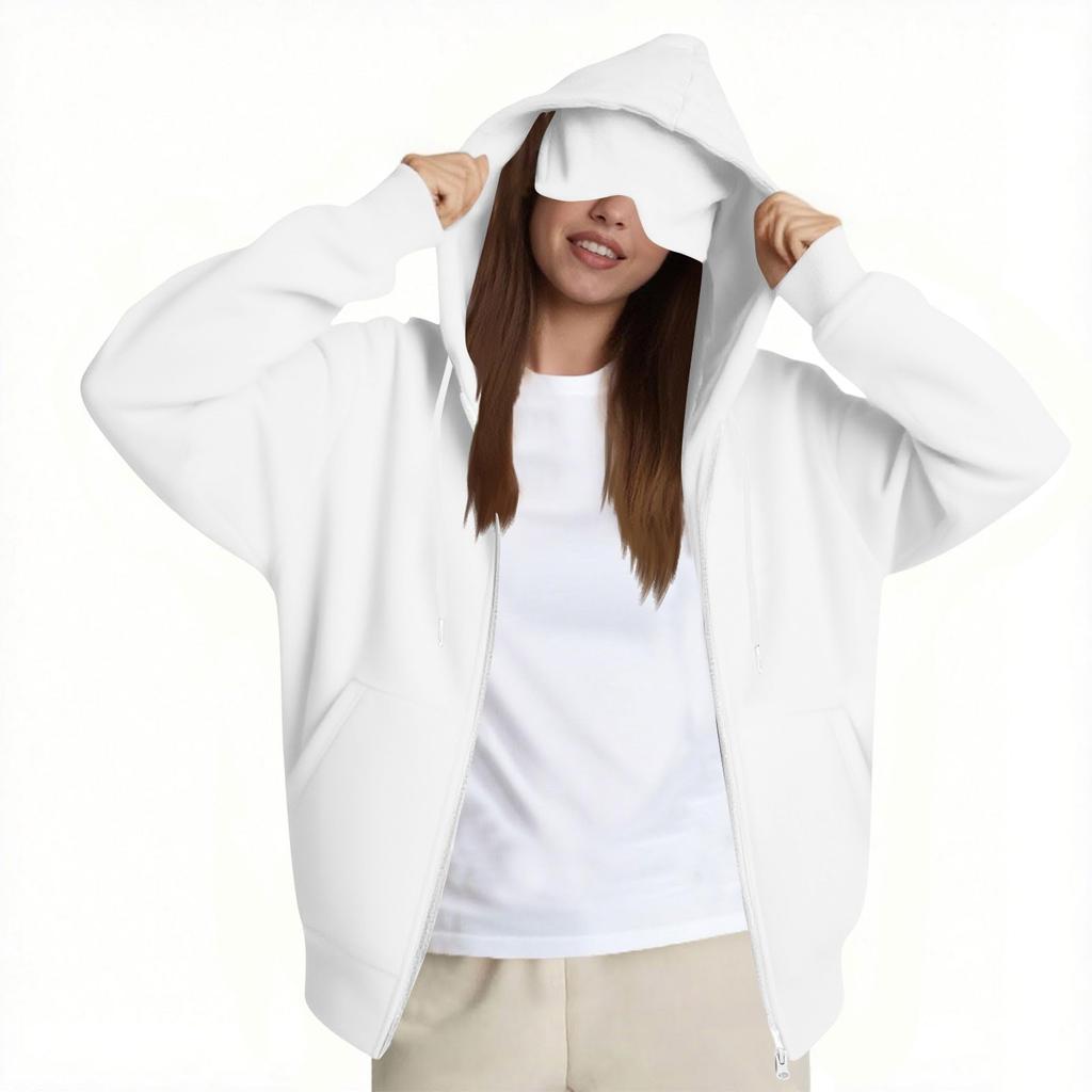 Women's Fashion Casual Long Sleeve Solid Color Hooded Sweatshirt Tops