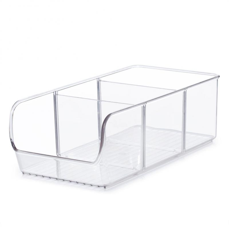 Органайзер для холодильника, прозрачный пластиковый органайзер для хранения продуктов, ящик для хранения в холодильнике с разделителем, морозильник, кладовая, кухонный органайзер
