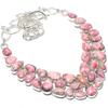 Родохрозит драгоценный камень ручной работы 925 серебряное ювелирное ожерелье 18 дюймов JCN484-122