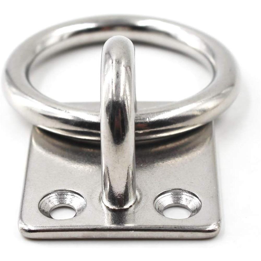 Квадратная проушина из нержавеющей стали 304 – 5/16" (8мм) Крепление-якорь для йога-гамаков, лодочной оснастки, палубного оборудования – Варианты в упаковках по 2/3/4 шт.