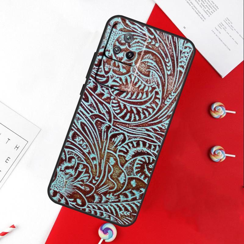 Коричневая кожаная чехол-книжка с тиснением для Xiaomi 13T 11T 12T 14T Pro 13 14 15 Ultra POCO X7 Pro X3 X5 X6 F5 F6 M6 Pro