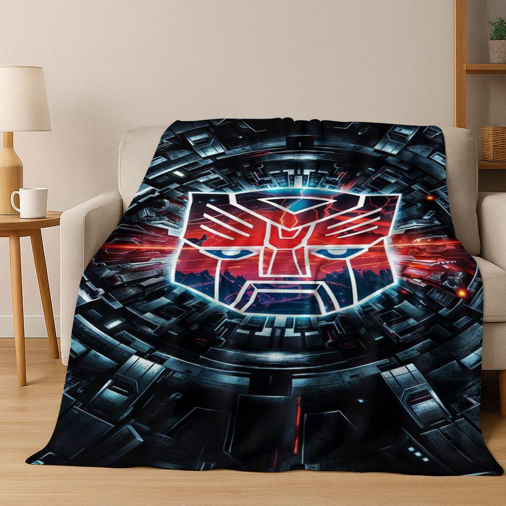 Cartoon T-Transformers Autobots Optimus Prime Flannel Blanket,Warm and Cozy Soft Throw Blanket for Home Bedroom Bed Sofa Cover