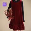 Little Naive Girls' Fleece-Lined Velvet Sleeveless Dress