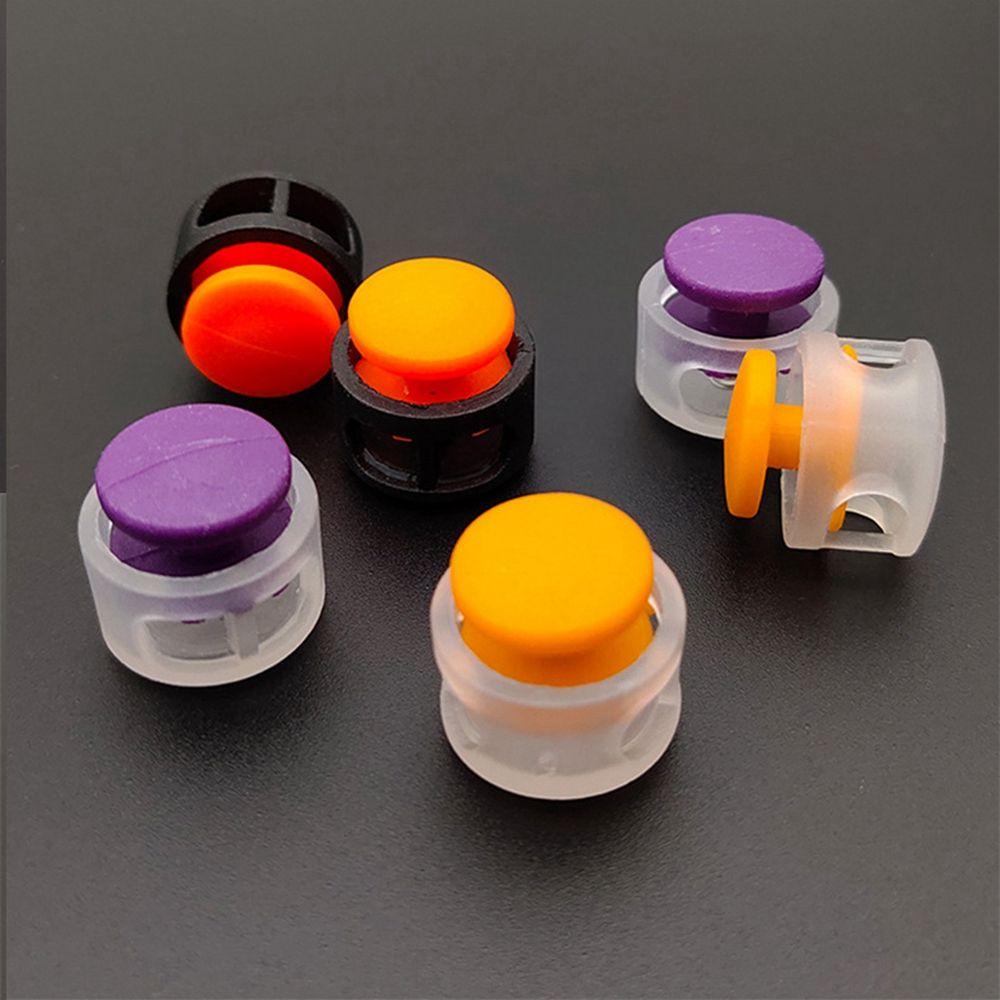 10pcs Multi-colors 7mm Hole Double Holes Apparel Shoelace Cord Lock Bean Toggle Clip Plastic Stopper