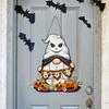 Хэллоуинский гном, табличка на дверь, деревянная табличка с надписью «Бу», подвесная табличка с гномом, деревенская табличка «Счастливого Хэллоуина» с привидением для украшения фермерского дома, входной двери, крыльца, стены