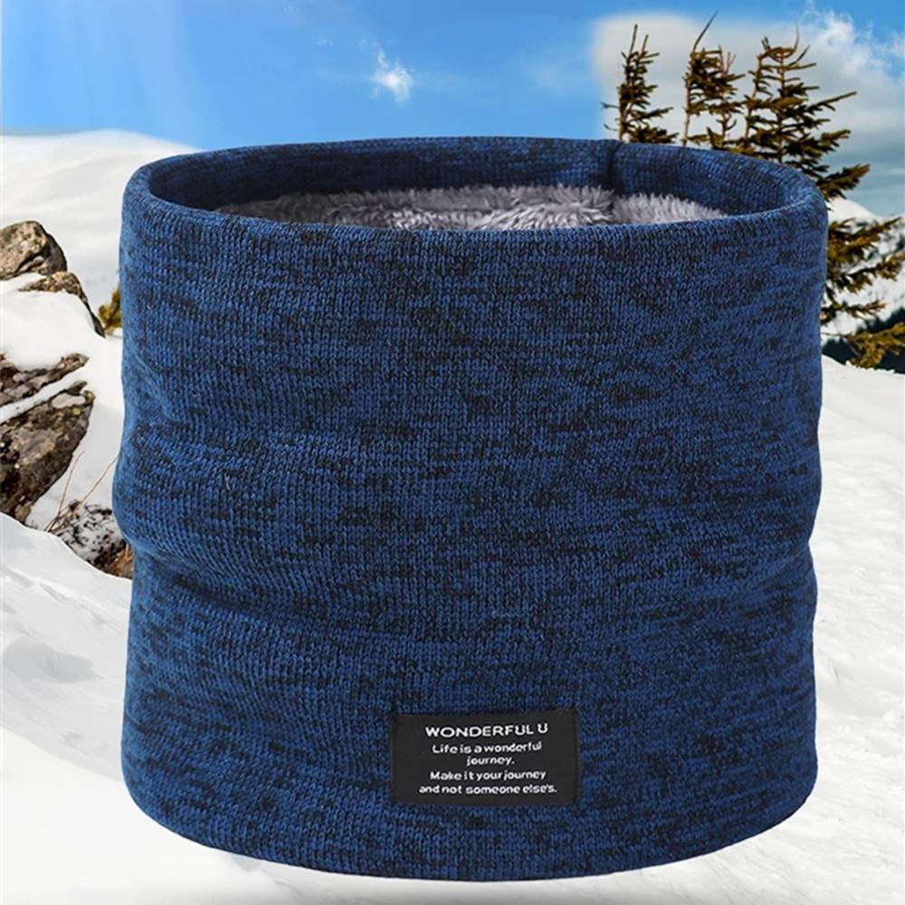 Зимний шарф для мужчин и женщин, вязаный, плюшевый, теплый, шарф-кольцо, маска для лыж, флисовый снуд, шарфы на шею, толстый кашемировый платок