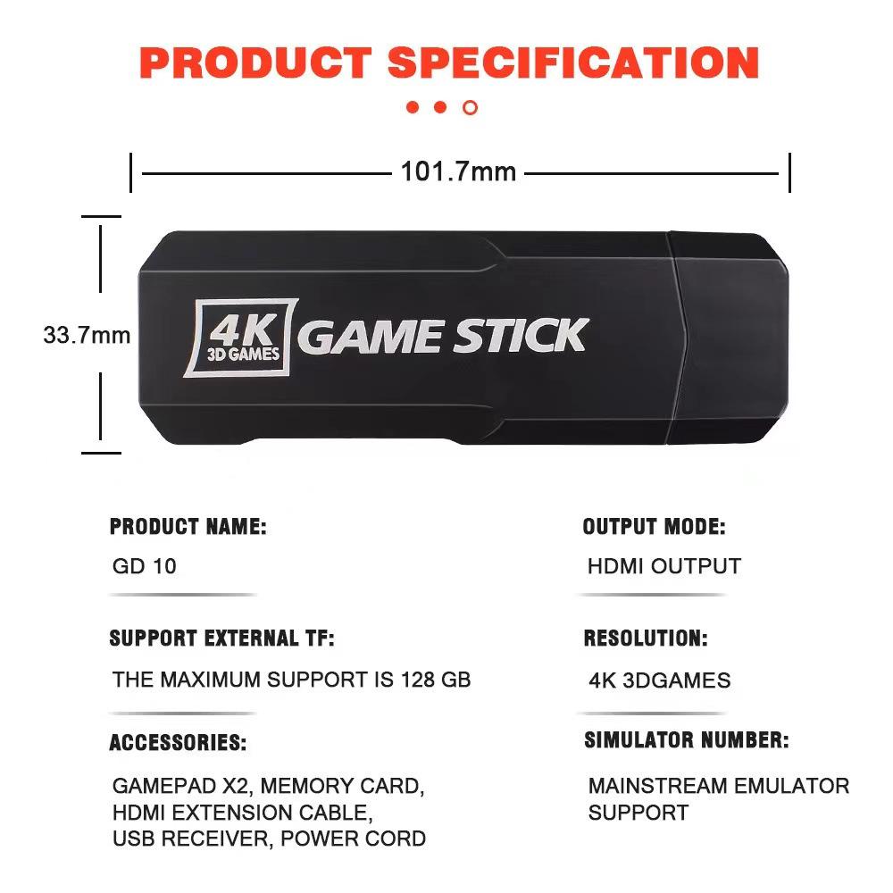 GD10 Беспроводная HD HDMI Игровая Консоль для Двух Игроков Домашняя.
