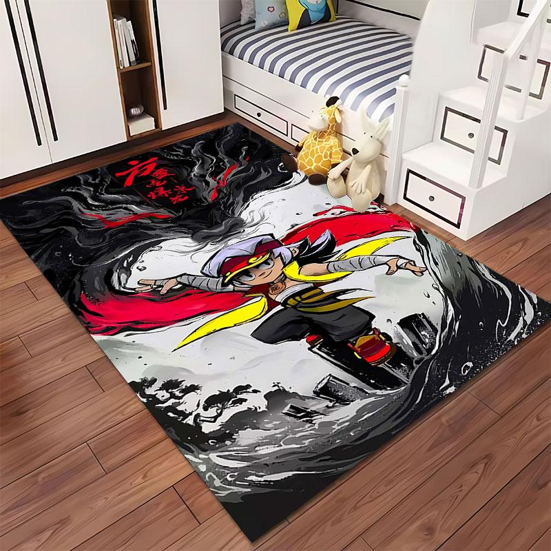 Cartoon Hero with Red Cape suitable as a non-slip mat for the living room or bedroom sofa