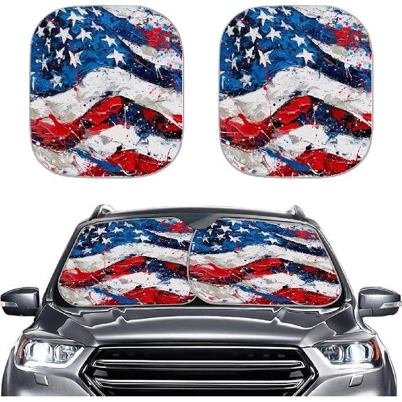 2-Piece Cactus Windshield Sunshade Floral Foldable Car Front Window Sun Shades for Most Sedans SUVs Trucks Tesla Blocks UV Rays and Keeps Your
