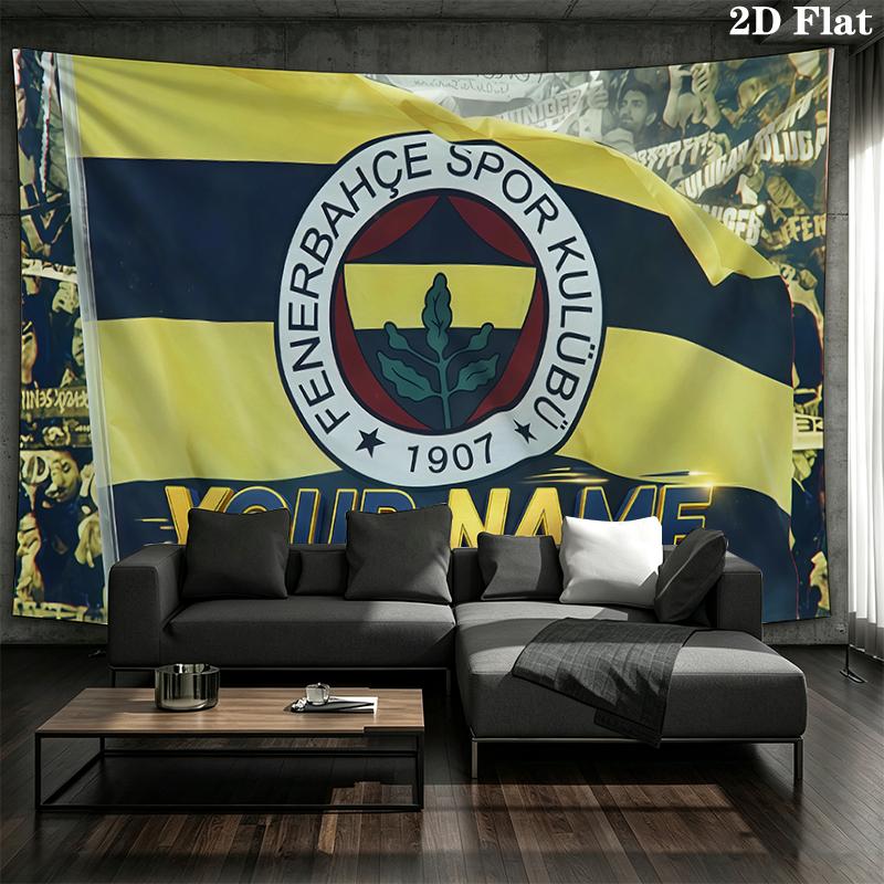Custom Name,Fenerbahçe Wall tapestry, aesthetic printed fabric blanket, suitable for bedroom, living room, and home decor.
