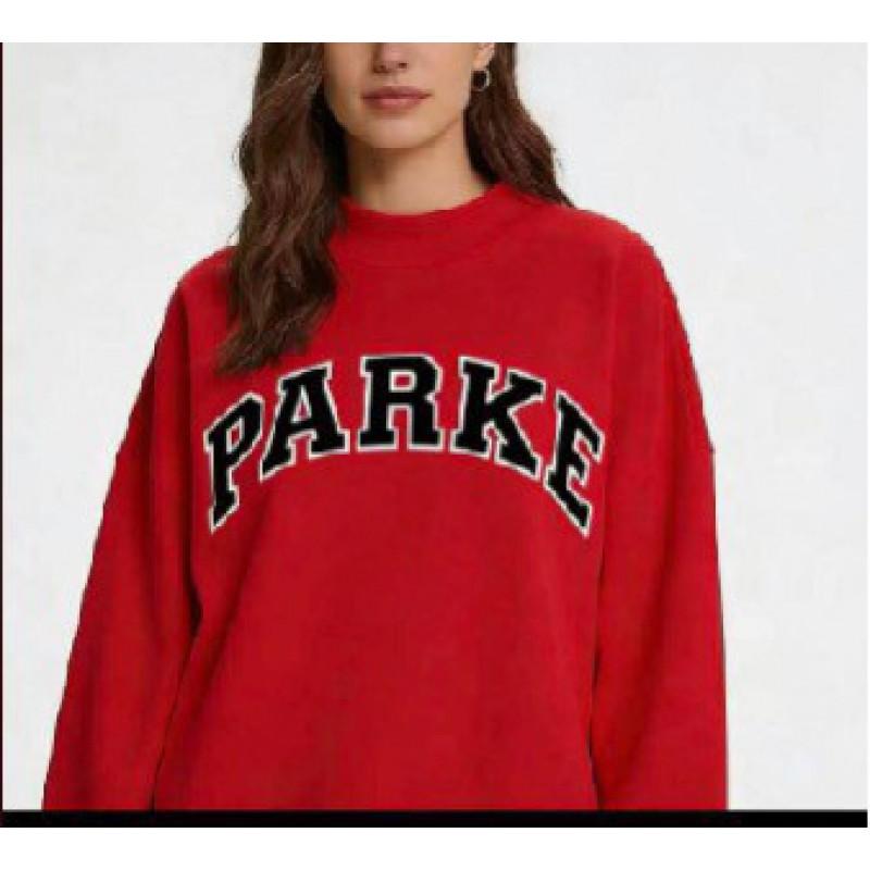 Womens Loose Fit Crewneck Sweatshirt Cotton Embroidered Casual Top Students