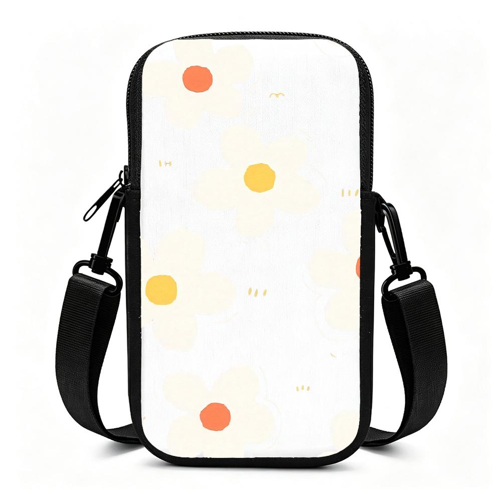 Cute Retro Daisy Floral Pattern Crossbody Phone Bag, Lightweight Cell Phone Sling Purse with Adjustable Strap, Small Shoulder Bag for Christmas Gift P