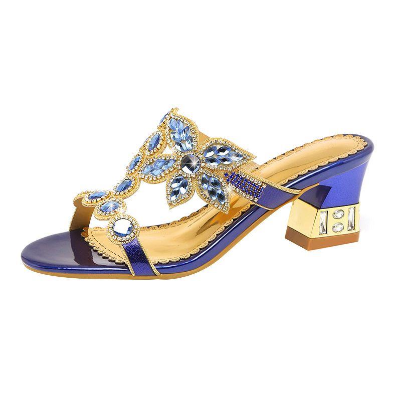 2025 Summer Sexy Luxury Design Women's Rhinestones Sandals Fashion Crystal Square High Heels Roman Banquet Party Shoes