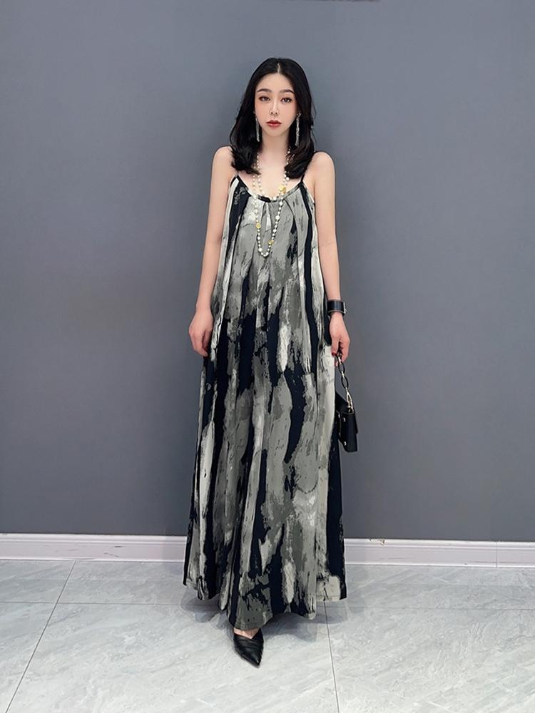 Xitao Модные свободные элегантные комбинезоны без рукавов с леопардовым узором Goddess WLD16530