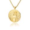 Queen Elizabeth gold coin necklace, titanium plated 18K gold, ins women's collarbone chain, creative gold coin accessories
