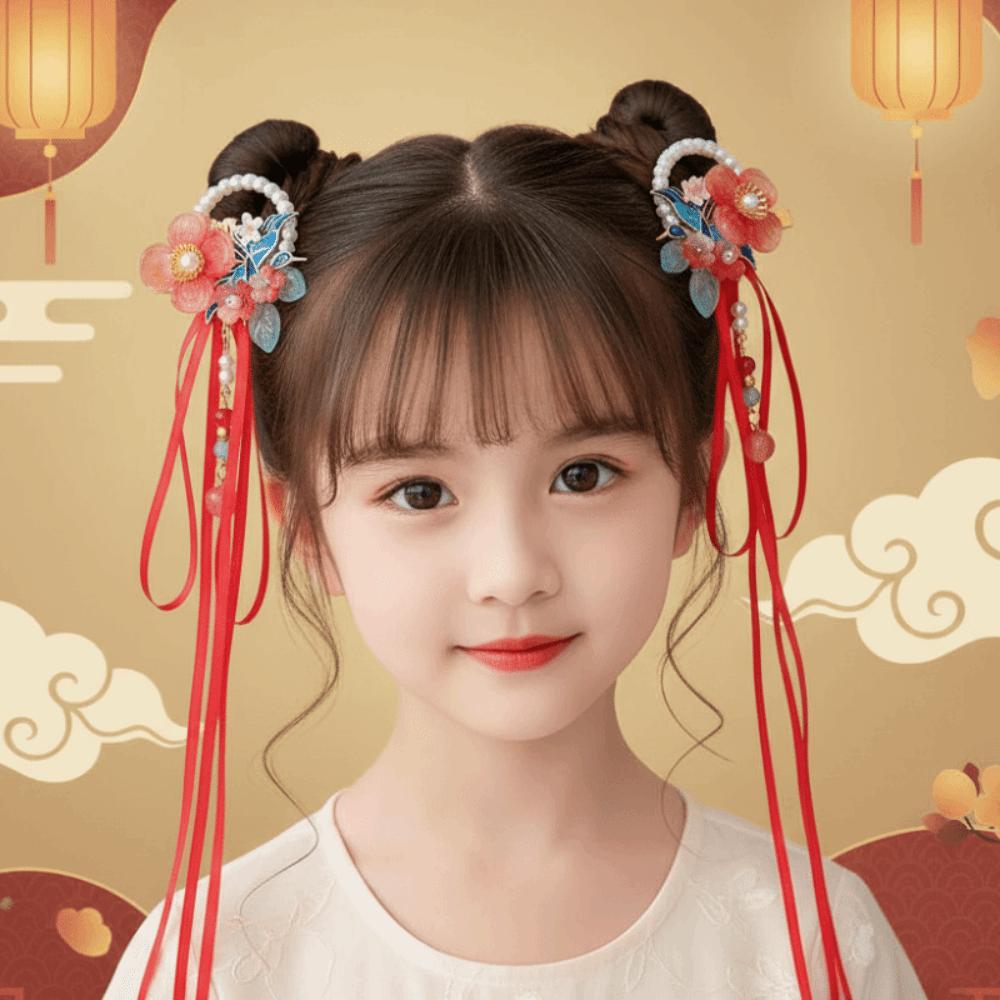 1 Pair Vibrant Color Hanfu Hair Clips Double Clip Fairy Hairpins Cultural Events