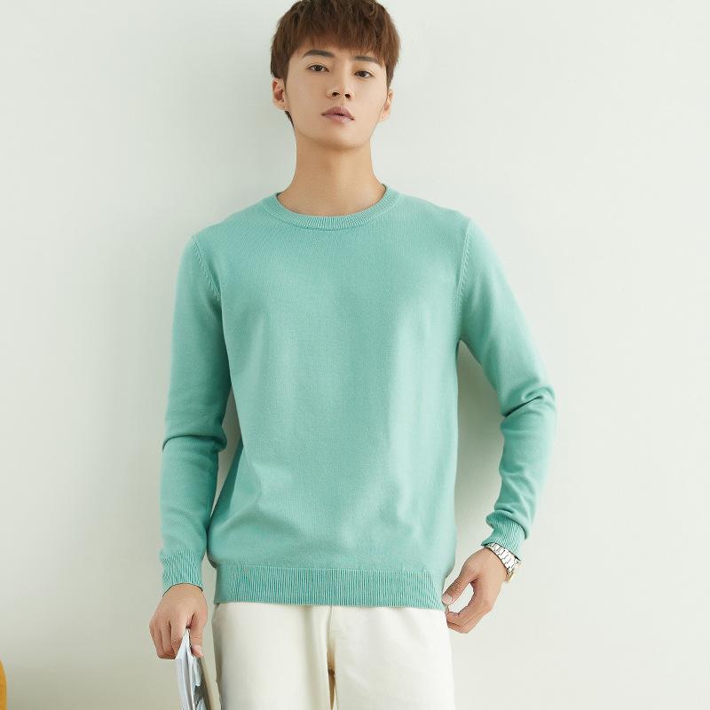 Осенне-зимний мужской вязаный свитер с V-образным и круглым вырезом, простой, в стиле «ветреный полевой», однотонный, деловой свитер.