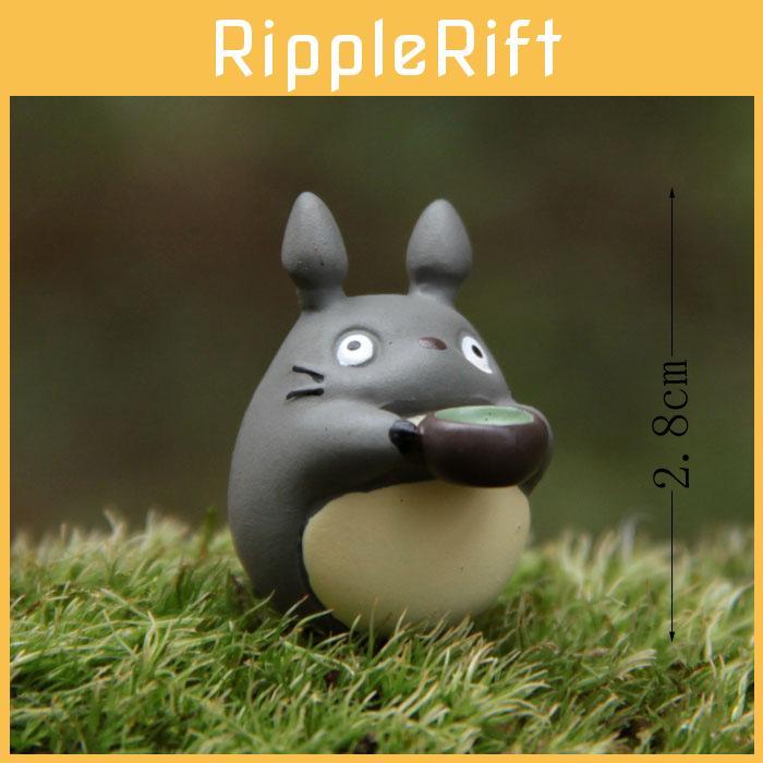 Cute Cartoon Tea Drinking Totoro Mini Model For Micro Landscape Prop Decoration