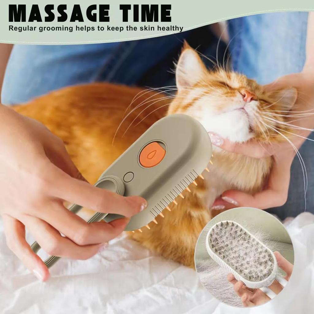 Pet Cat Grooming Comb with Electric Spray Water Steam Soft Silicone Brush Kitten Pet Bath Brush Massage Pet Hair Remover