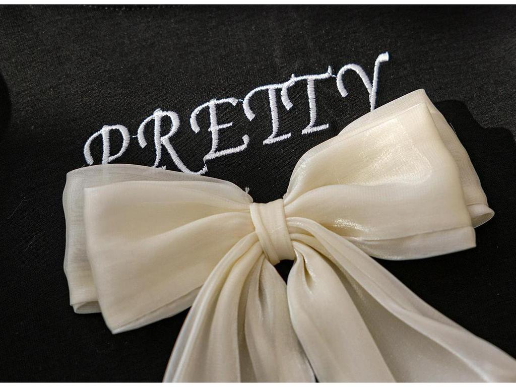 2024 Весна/Осень Корейский Стиль Толстовка с Бантом для Девочек - Модный Пуловер