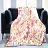 Garden Flower Fleece Flannel Throw Blanket Spring Botanical Floral Nap Blanket for Home Office Couch Bed Sofa Chair Travel Decor