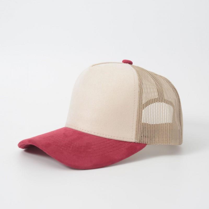 Suede Mesh Baseball Cap Solid Color Embroidered Structured Sun Hat Outdoor