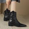 Krazing Pot Sheep Skin Autumn Winter Shoes Med Heels Size 43 Western Boots High Quality Slip On Ankle Boots