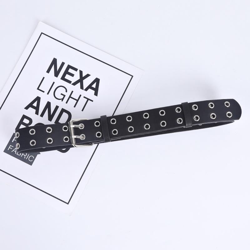 Chic Women's Double Eyelet Belt - European & American Fashion, Korean Style, Elegant All-Match Accessory