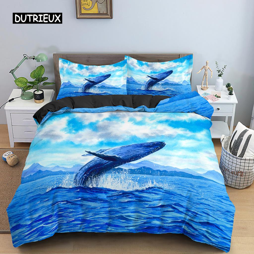 Пододеяльник с дельфинами, комплект постельного белья 3D для мальчиков и девочек, для взрослых, одеяло, покрывало Queen King, домашний текстиль, морская жизнь, полиэстер, пододеяльник