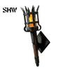 Simulation Flame Light Medieval Wall Torch Lamp, LED Handheld Light, Retro Realistic Lamp for Halloween Party Decor, Mardi Gras Imitation Wood Grain