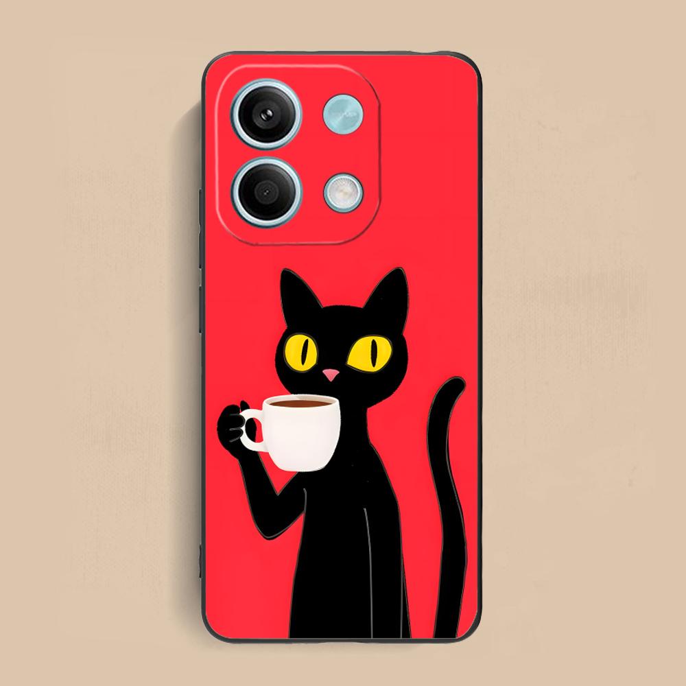 Милый Кофе-Кот Матовый ТПУ Чехол для Мобильного Телефона для Xiaomi Redmi 15 14 13 12 A5 3 2 1 C Plus 4G 5G Цветная Печать