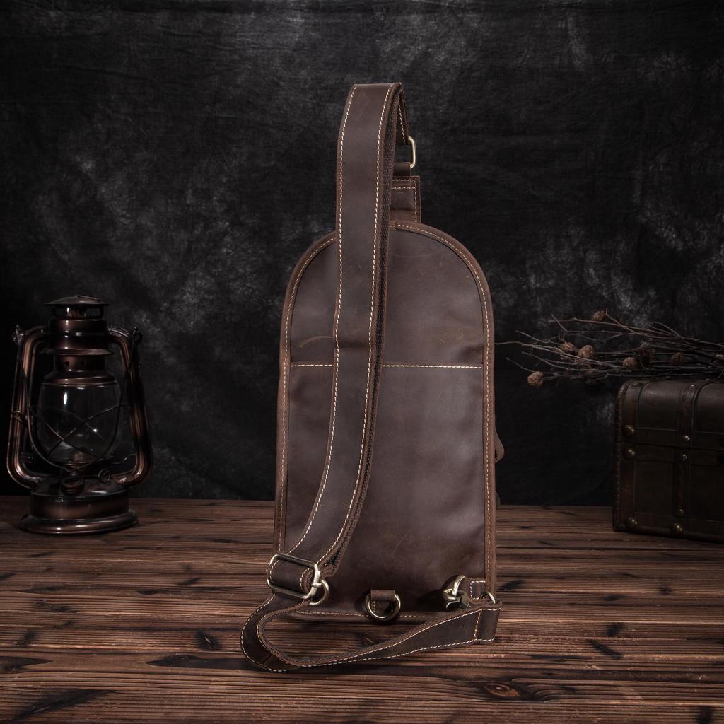 Мужская сумка Crazy Horse из натуральной кожи, повседневная модная синяя треугольная сумка на груди, дизайнерская дорожная сумка через плечо на одно плечо