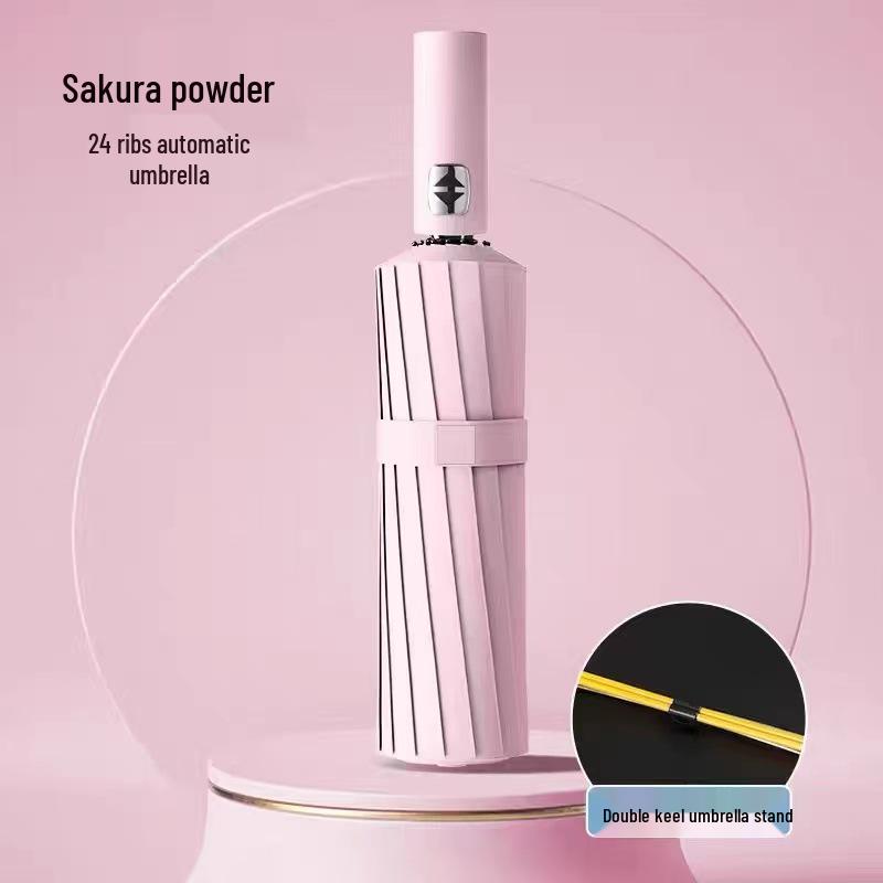 Большой автоматический ветрозащитный зонт: Двойное использование для солнца и дождя, солнцезащитный козырек с черным клеем