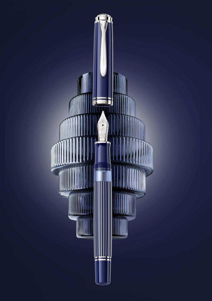 Pelikan Metal Stripe Blue M815 Fountain EF Extra Fine Limited Officially Imported Souverän Pen, Nib, Edition,