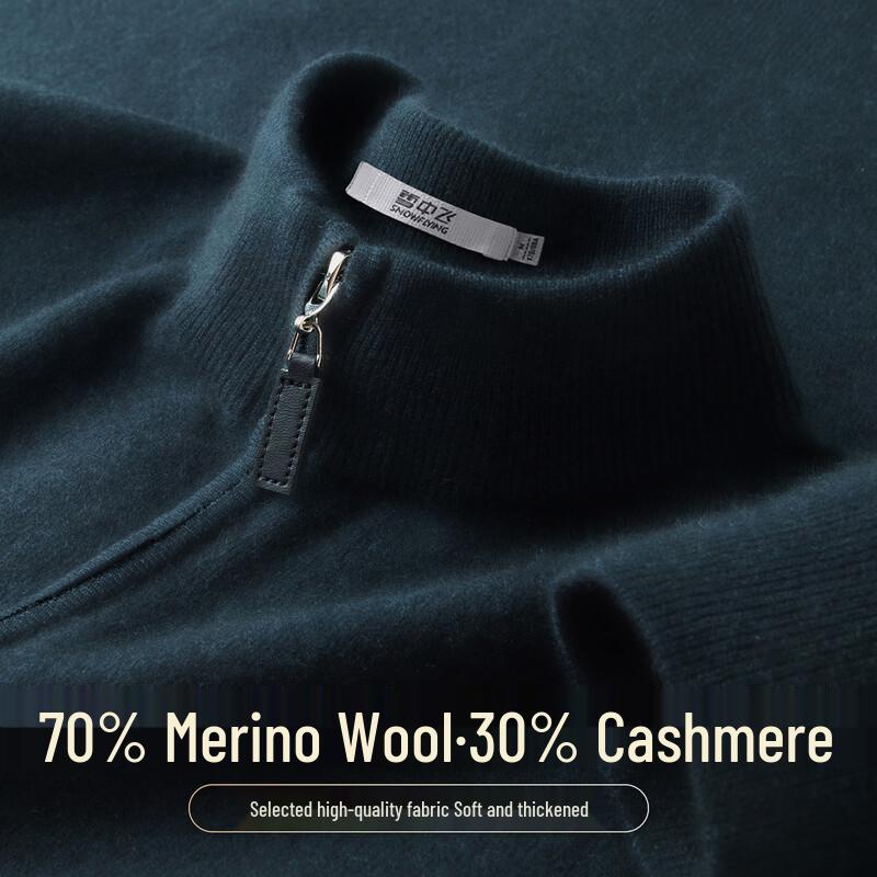 SNOWFLYING Men's 30% Cashmere Half-Zip Mock Neck Sweater